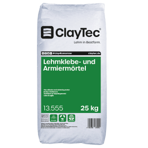 Mortero adhesivo de arcilla y refuerzo