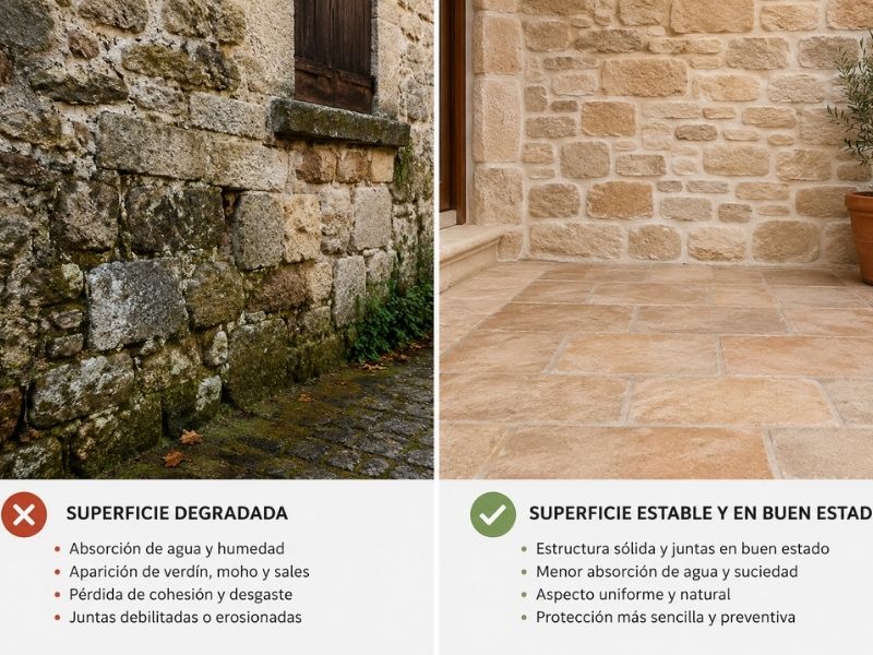 Protección de piedra natural y terracota frente al agua y la suciedad