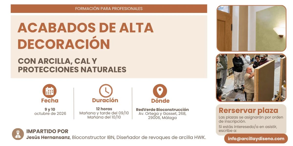 Curso profesional de acabados de alta decoración con arcilla y cal en Málaga