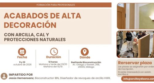 Curso profesional de acabados de alta decoración con arcilla y cal en Málaga